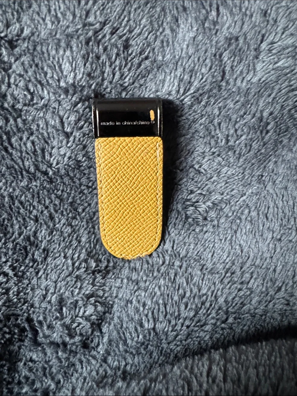 Coach Black Metal Money Clip with Tan Leather Accent